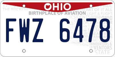 OH license plate FWZ6478