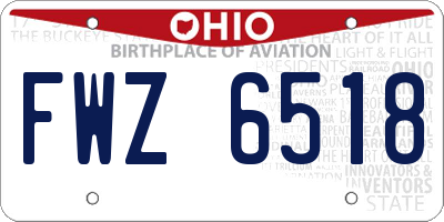 OH license plate FWZ6518