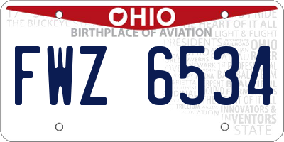 OH license plate FWZ6534