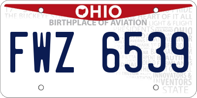 OH license plate FWZ6539