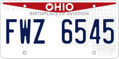 OH license plate FWZ6545