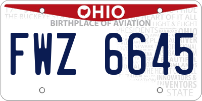 OH license plate FWZ6645