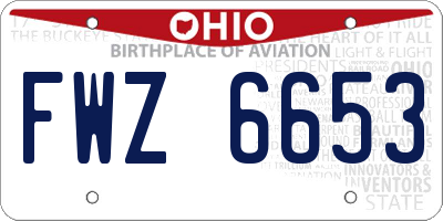 OH license plate FWZ6653