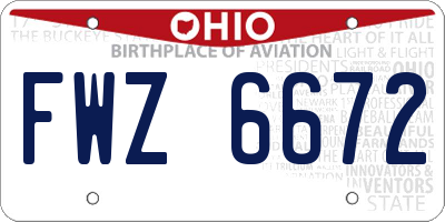 OH license plate FWZ6672