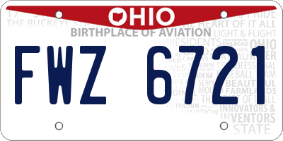 OH license plate FWZ6721