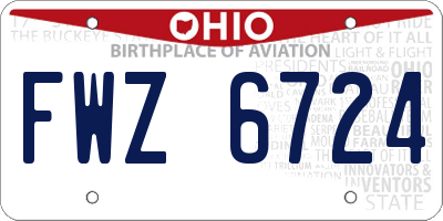 OH license plate FWZ6724
