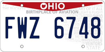 OH license plate FWZ6748
