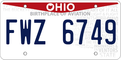 OH license plate FWZ6749