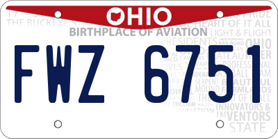 OH license plate FWZ6751