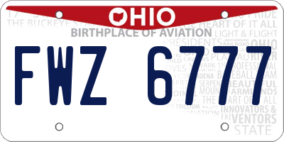 OH license plate FWZ6777