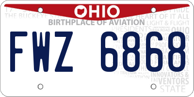 OH license plate FWZ6868