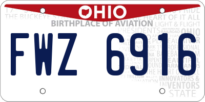 OH license plate FWZ6916