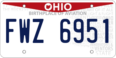 OH license plate FWZ6951
