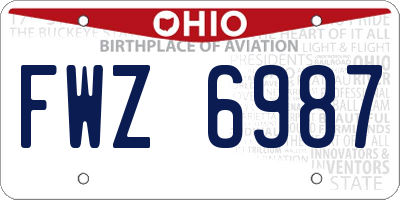 OH license plate FWZ6987
