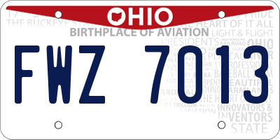 OH license plate FWZ7013