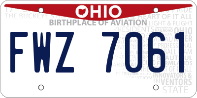 OH license plate FWZ7061