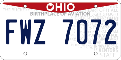 OH license plate FWZ7072
