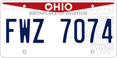 OH license plate FWZ7074