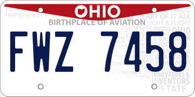 OH license plate FWZ7458