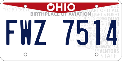 OH license plate FWZ7514