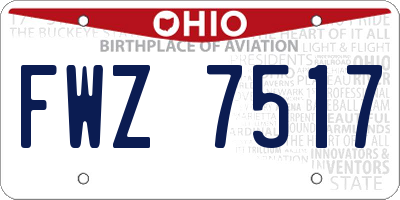 OH license plate FWZ7517
