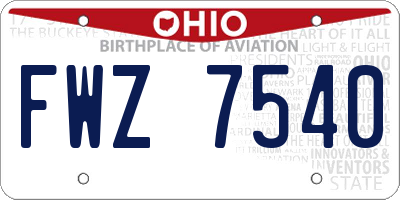 OH license plate FWZ7540