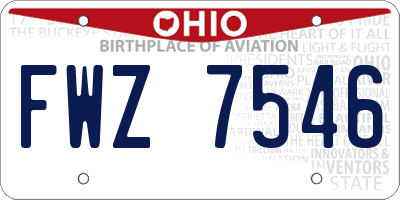 OH license plate FWZ7546