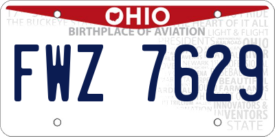 OH license plate FWZ7629