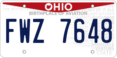 OH license plate FWZ7648