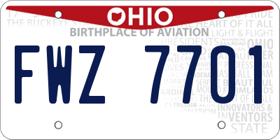 OH license plate FWZ7701