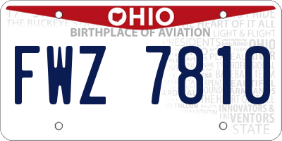 OH license plate FWZ7810