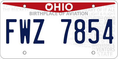OH license plate FWZ7854