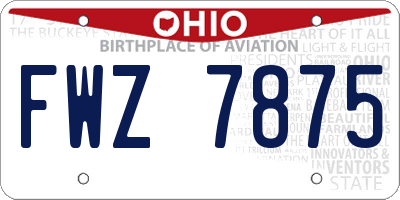 OH license plate FWZ7875