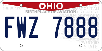OH license plate FWZ7888