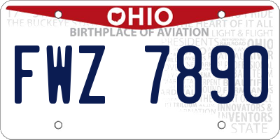 OH license plate FWZ7890