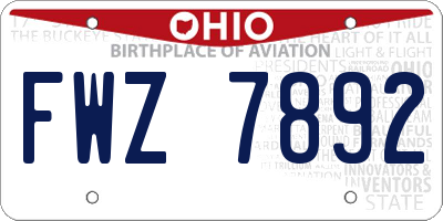 OH license plate FWZ7892