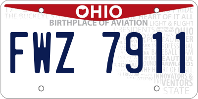 OH license plate FWZ7911