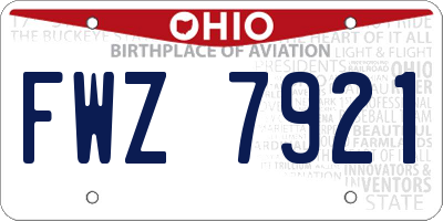 OH license plate FWZ7921