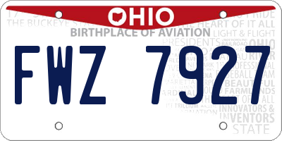 OH license plate FWZ7927