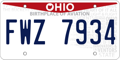 OH license plate FWZ7934