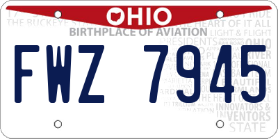 OH license plate FWZ7945