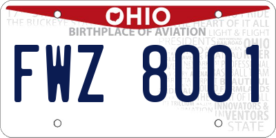 OH license plate FWZ8001