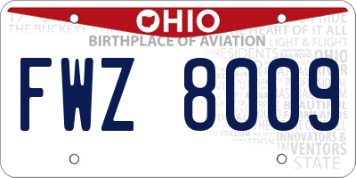 OH license plate FWZ8009