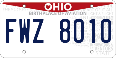 OH license plate FWZ8010