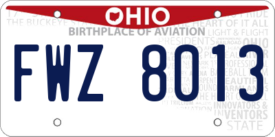OH license plate FWZ8013
