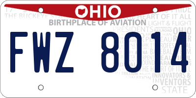 OH license plate FWZ8014