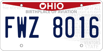 OH license plate FWZ8016