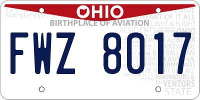 OH license plate FWZ8017