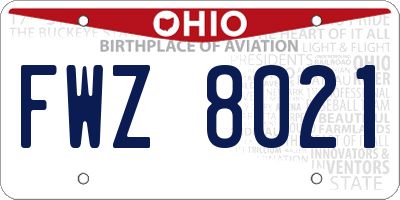 OH license plate FWZ8021