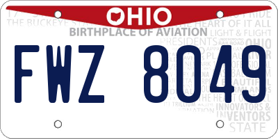 OH license plate FWZ8049